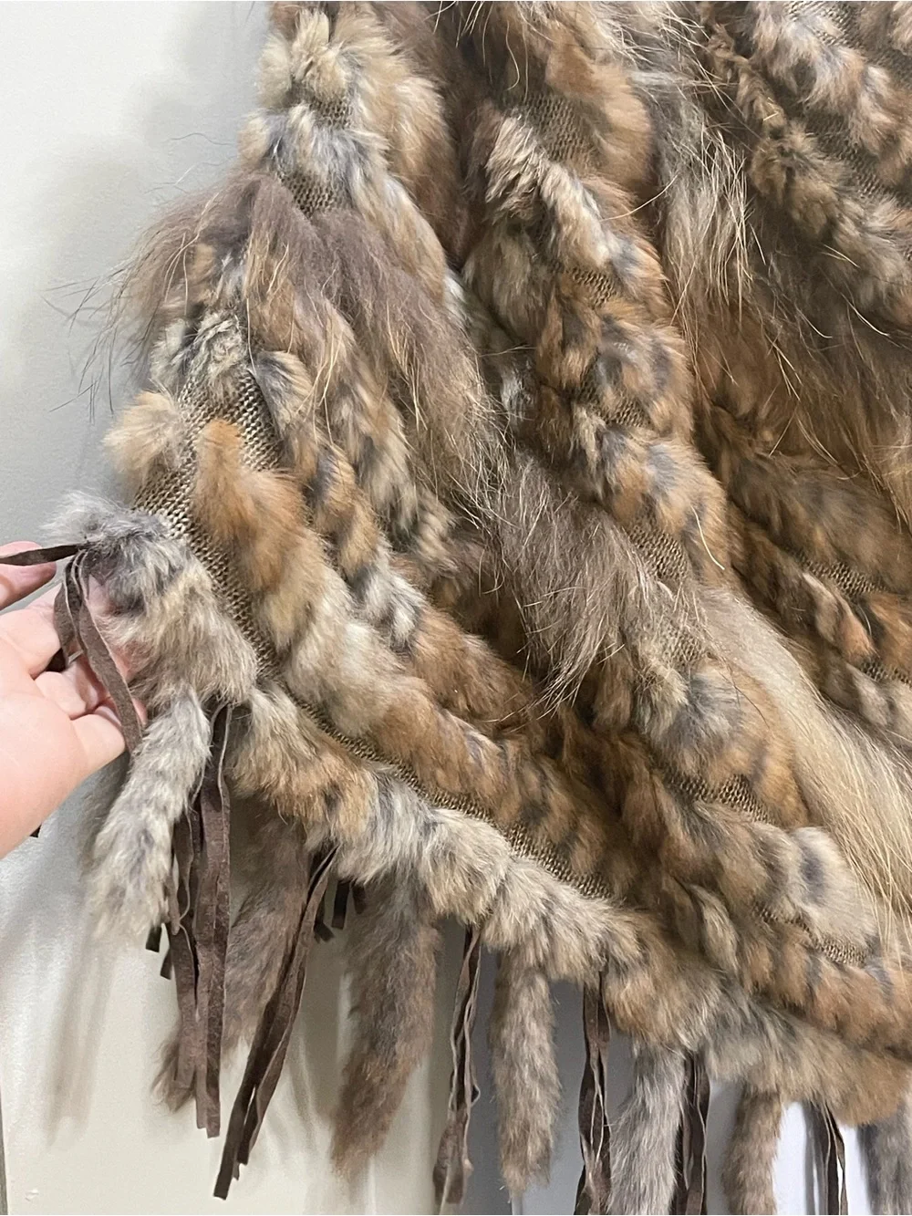 Dolce Cabo Natural Fur Fringe Poncho